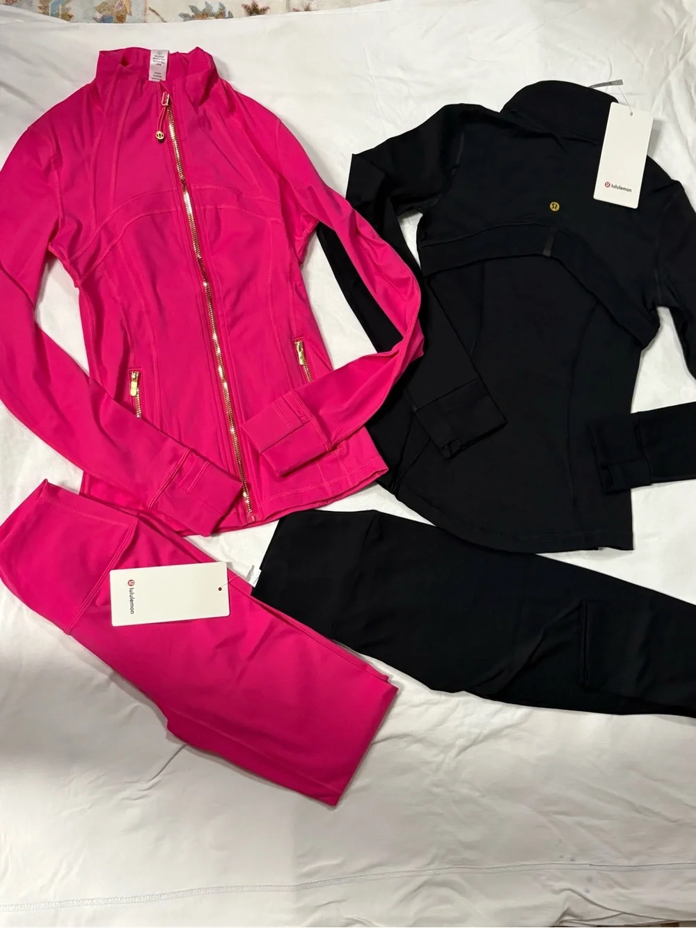 lululemon athletica Pink and Black Athletic Bomber Jacket Set of 4 Size M and S